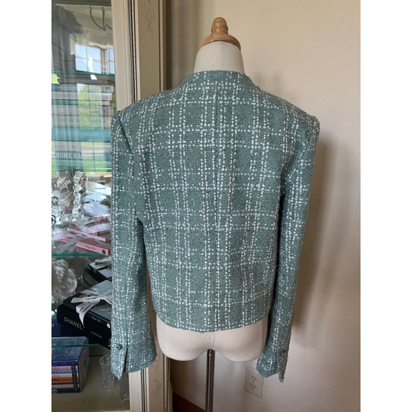 NWT Derek Lam 10 Crosby Jacket Size 8 Turquoise Sequin - Picture 6 of 9